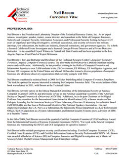 CV for Neil Broom Expert Witness in Computer Forensics Investigations in Las Vegas